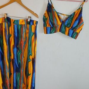 SHEIN Multicolor Striped Two-Piece Set